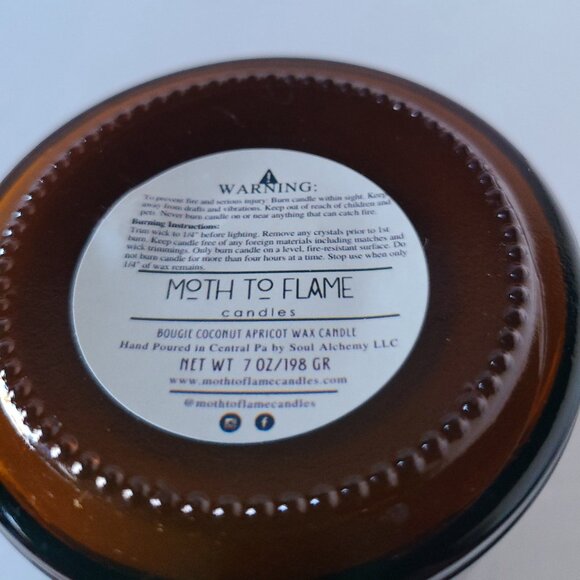 FULL MOON RITUAL CANDLE- MOTH TO FLAME -MOONSTONE CLEAR QUARTZ| CRYSTAL-INFUSED - Picture 4 of 4